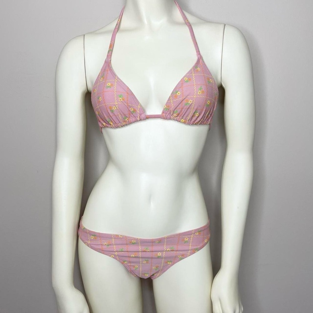 Vintage Y2K pink bikini set by Seashore
